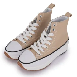 MANOUKIAN Baskets montantes Run Star Hike Plateform toile bayane Femme BEIGE Online