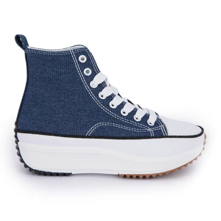 MANOUKIAN Baskets montantes Run Star Hike Plateform toile bayane Femme BLEU FONCE Online