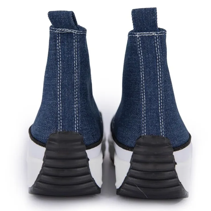 MANOUKIAN Baskets montantes Run Star Hike Plateform toile bayane Femme BLEU FONCE Online