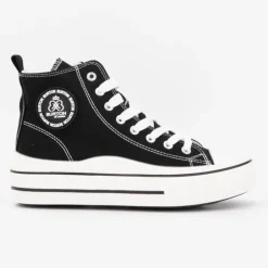 BURTON OF LONDON Baskets montantes toile unie melvina Femme NOIR Discount