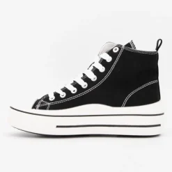 BURTON OF LONDON Baskets montantes toile unie melvina Femme NOIR Discount