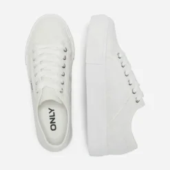 ONLY Baskets noomi brodé en toile à lacets Femme BLANC Sale