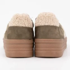 TOM TAILOR Baskets plateforme crantée motif étoile moutonné Femme KAKI