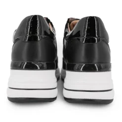 KEYS Baskets premium compensées motif croco avec bande de strass Femme NOIR Hot