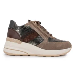 KEYS Baskets premium compensées motif croco avec bande de strass Femme MARRON Clearance