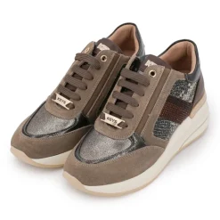 KEYS Baskets premium compensées motif croco avec bande de strass Femme MARRON Clearance