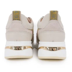 KEYS Baskets semelle contrastée en cuir avec strass golds Femme BEIGE Sale