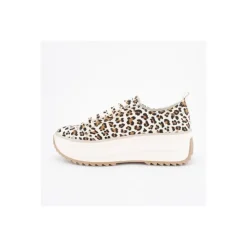 TOM TAILOR Baskets semelle épaisse imprimé léopard à lacets Femme MARRON CLAIR Online