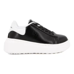 US POLO Baskets similicuir grande semelle avec lacets Enfant NOIR Hot