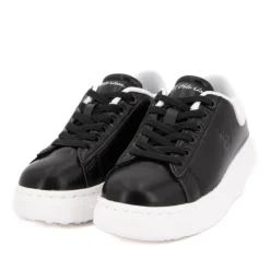 US POLO Baskets similicuir grande semelle avec lacets Enfant NOIR Hot