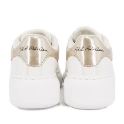 US POLO Baskets similicuir grande semelle avec lacets noir Enfant BLANC New