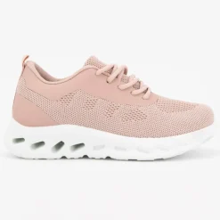 KELARA Baskets toile à lacets bi color semelle à motif Femme ROSE CLAIR Hot