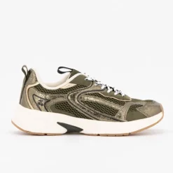 LE TEMPS DES CERISES Baskets toile à lacets semelle blanche Femme KAKI New