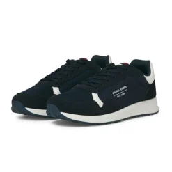 JACK & JONES Baskets toile beech à lacets semelle blanche crantée Homme BLEU FONCE Best