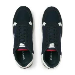 JACK & JONES Baskets toile beech à lacets semelle blanche crantée Homme BLEU FONCE Best