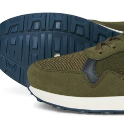 JACK & JONES Baskets toile beech à lacets semelle blanche crantée Homme KAKI Sale