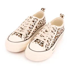 TOM TAILOR Baskets toile imprimé léopard semelle rayée Femme BEIGE Best
