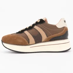 KEYS Baskets toile semelle plateforme silvia cuir à lacets Femme MARRON Outlet