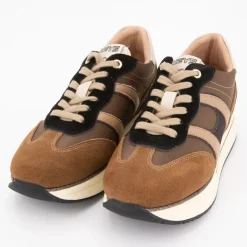 KEYS Baskets toile semelle plateforme silvia cuir à lacets Femme MARRON Outlet