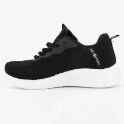 KELARA Baskets toille semelle à lacets semelle épaisse Femme NOIR