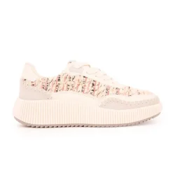 TOM TAILOR Baskets tweed crème à lacets Femme BLANC ECRU Clearance