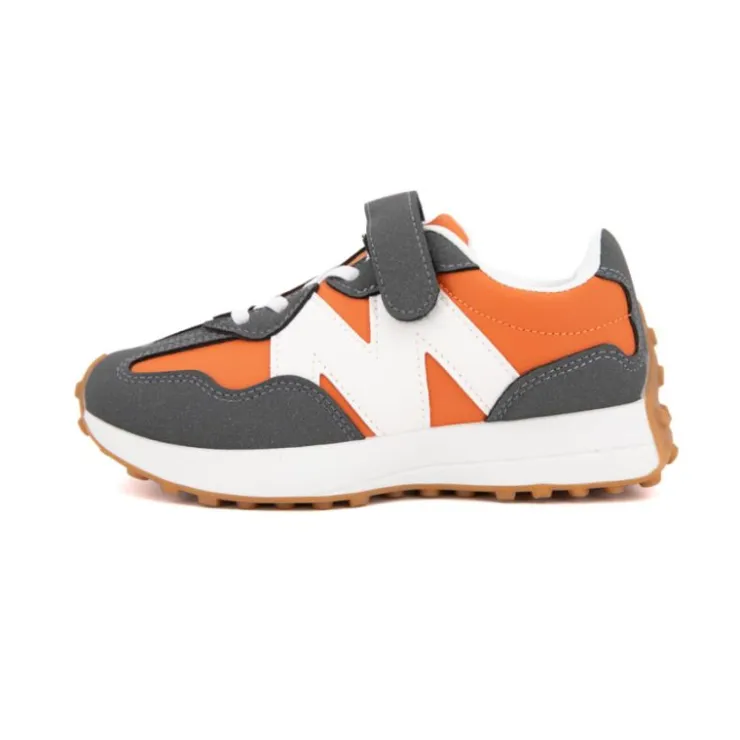 MANOUKIAN Baskets yolane à scratch semelle épaisse Enfant ORANGE New