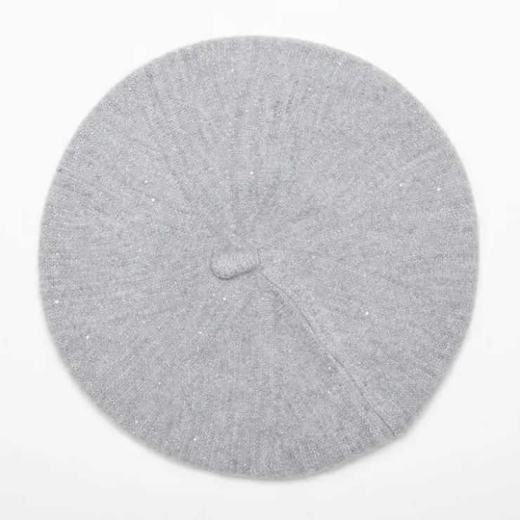 MANOUKIAN Beret maille à paillettes Femme GRIS CLAIR