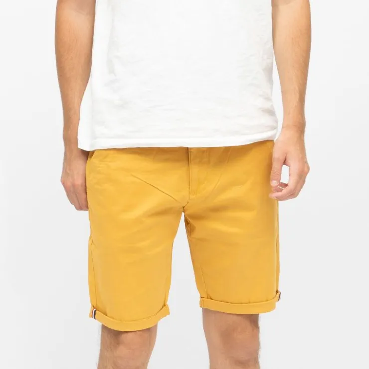 BLAGGIO Bermuda chino venili coton stretch fermeture éclair Homme JAUNE Hot