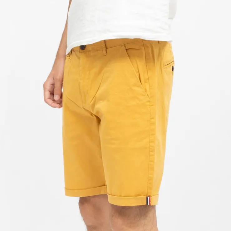 BLAGGIO Bermuda chino venili coton stretch fermeture éclair Homme JAUNE Hot