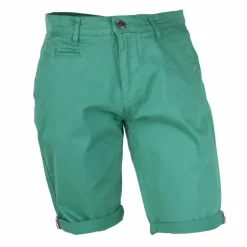 BLAGGIO Bermuda chino venili coton stretch popeline revers gansé bouton Homme VERT FONCE Online