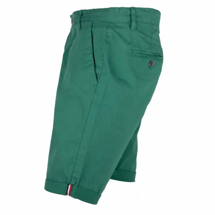 BLAGGIO Bermuda chino venili coton stretch popeline revers gansé bouton Homme VERT FONCE Online