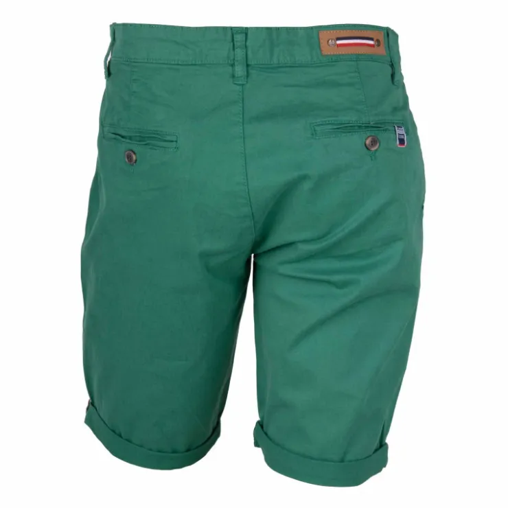BLAGGIO Bermuda chino venili coton stretch popeline revers gansé bouton Homme VERT FONCE Online