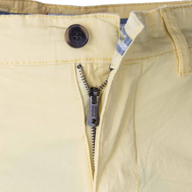 BLAGGIO Bermuda chino venili coton stretch fermeture éclair Homme JAUNE CLAIR New