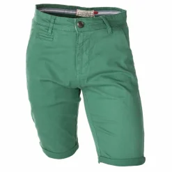 BLAGGIO Bermuda chino venili coton stretch fermeture éclair Homme VERT FONCE Clearance