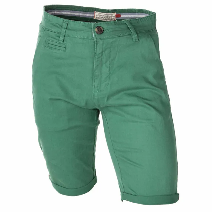 BLAGGIO Bermuda chino venili coton stretch fermeture éclair Homme VERT FONCE Clearance