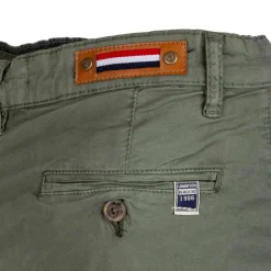 BLAGGIO Bermuda chino venili coton stretch popeline revers gansé bouton Homme KAKI Sale