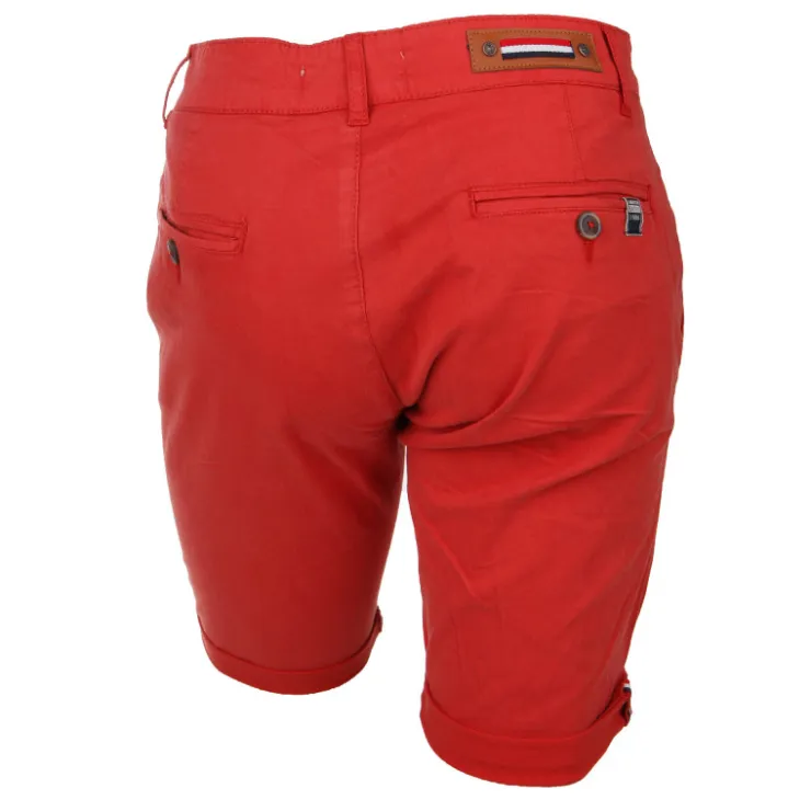 BLAGGIO Bermuda chino venili coton stretch popeline revers gansé bouton Homme ORANGE Discount