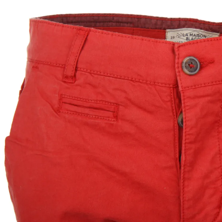 BLAGGIO Bermuda chino venili coton stretch popeline revers gansé bouton Homme ORANGE Discount