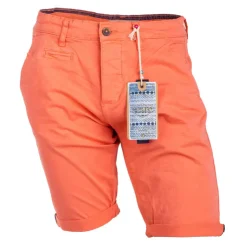 BLAGGIO Bermuda chino venili coton stretch popeline revers gansé bouton Homme ORANGE CLAIR Discount