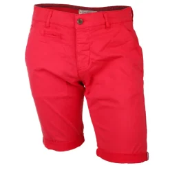 BLAGGIO Bermuda chino venili coton stretch popeline revers gansé bouton Homme ROUGE Hot