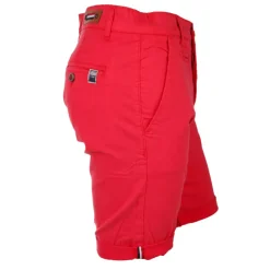 BLAGGIO Bermuda chino venili coton stretch popeline revers gansé bouton Homme ROUGE Hot
