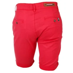 BLAGGIO Bermuda chino venili coton stretch popeline revers gansé bouton Homme ROUGE Hot