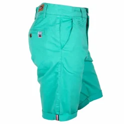BLAGGIO Bermuda chino venili coton stretch popeline revers gansé bouton Homme VERT