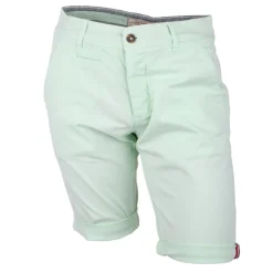 BLAGGIO Bermuda chino venili coton stretch popeline revers gansé bouton Homme VERT CLAIR