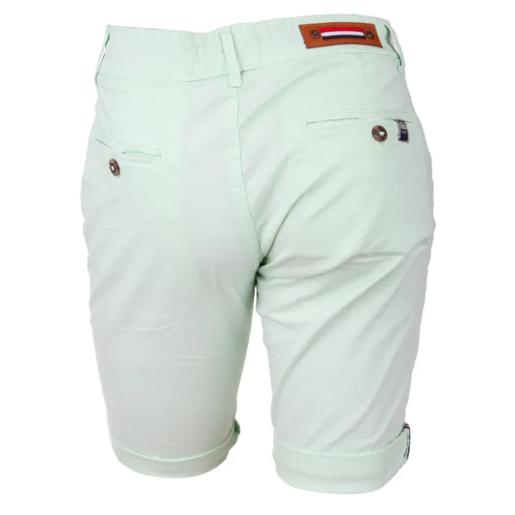 BLAGGIO Bermuda chino venili coton stretch popeline revers gansé bouton Homme VERT CLAIR