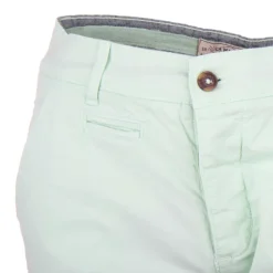 BLAGGIO Bermuda chino venili coton stretch popeline revers gansé bouton Homme VERT CLAIR