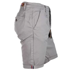 BLAGGIO Bermuda chino venili coton stretch popeline revers gansé bouton Homme GRIS CLAIR Sale