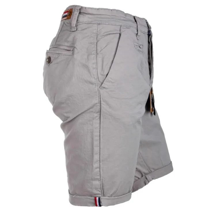 BLAGGIO Bermuda chino venili coton stretch popeline revers gansé bouton Homme GRIS CLAIR Sale