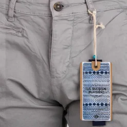 BLAGGIO Bermuda chino venili coton stretch popeline revers gansé bouton Homme GRIS CLAIR Sale