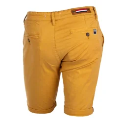 BLAGGIO Bermuda chino venili coton stretch popeline revers gansé bouton Homme JAUNE Clearance